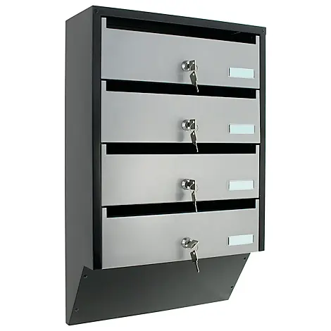 Rottner Briefkastenanlage Depot 4 silber / schwarz für Nässeschutz