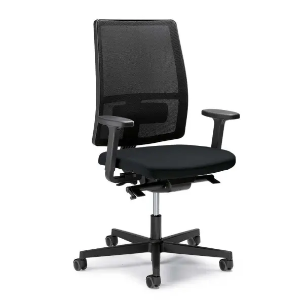 Deskin Bürodrehstuhl ecoSIT ohne Armlehnen Stoff DESKIN Plus schwarz Rücken Netzgewebe schwarz Fußkreuz Polyamid schwar...