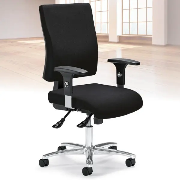 Deskin Bürostuhl COMFORT R DELUXE mit Armlehnen Clean Schwarz 460 x 1190 mm 330448