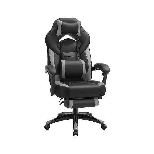 SONGMICS Gamingstuhl mit Fußstütze Schwarz-Grau OBG77BG
