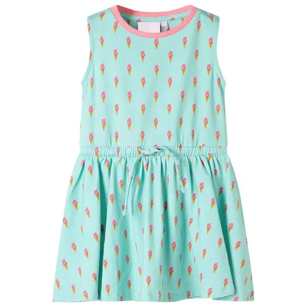 vidaXL Kinderkleid mit Kordelzug Helles Minzgrün 128 11417