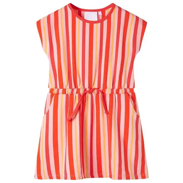vidaXL Kinderkleid mit Kordelzug Rosa und Rot 128 11357