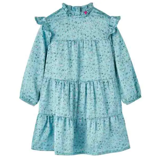 vidaXL Kinderkleid mit langen Ärmeln Blau 116 14326 8721012038974