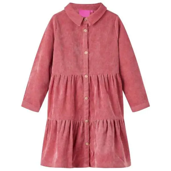 vidaXL Kinderkleid mit Langen Ärmeln Cord Altrosa 116 14256