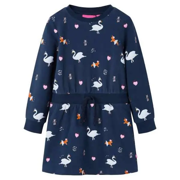 vidaXL Kinderkleid mit Langen Ärmeln Marineblau 104 14843