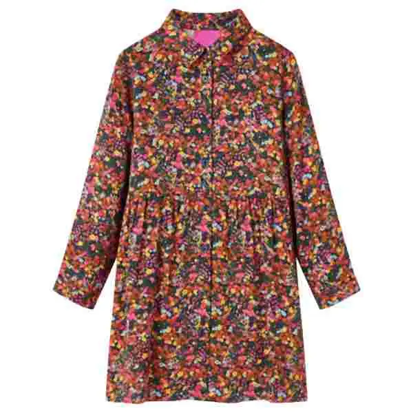 vidaXL Kinderkleid mit Langen Ärmeln Mehrfarbig 116 14904