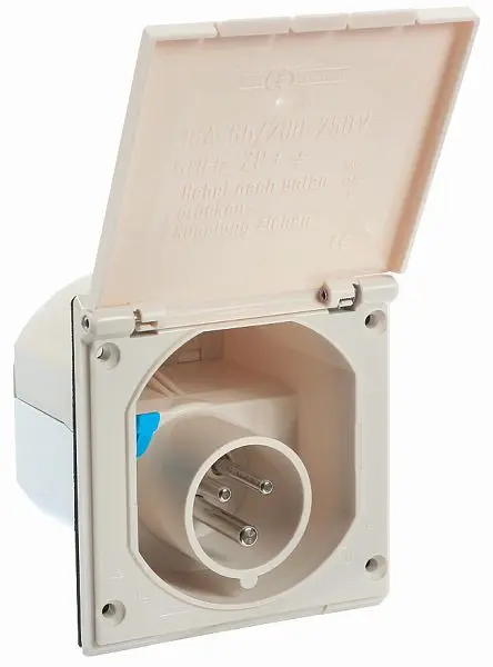 as-Schwabe CEE-Caravan-Einspeisungsstecker weiß mit selbstschliessendem Klappdeckel Lochmaß zum Anschrauben: 90x775mm 60484