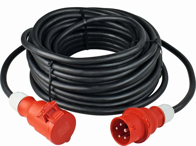as-Schwabe CEE-Verlängerung 5m schwarz schwere Gummiweisechleitung H07RN-F 5G25 mit CEE-Stecker und CEE-Kupplung 400V/16A...