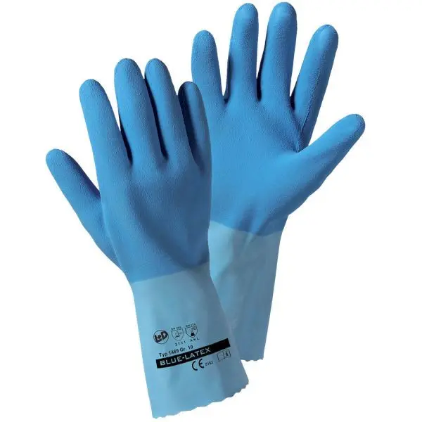 L+D BLUE-LATEX Naturlatex-Handschuhe blau EN 388 und EN 374 Cat III Grösse: 10 VE: 144 Paar 1489-10