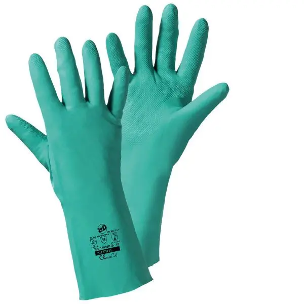 L+D CHEMIKALIENSCHUTZHANDSCHUHE aus Nitril grün EN 388 Cat II und EN 374 Cat III mit SB-Label Grösse: 8 VE: 144 Paar 146...