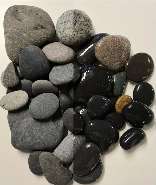 250 Kg Beach Pebbles 30-60 mm, Getrommelt im Big Bag, schwarz-grün-grau