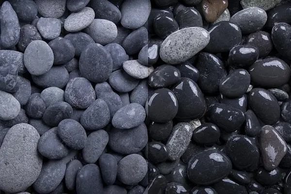 20 Kg Beach Pebbles, 16-32 mm, Getrommelt im Big Bag, schwarz-grün-grau
