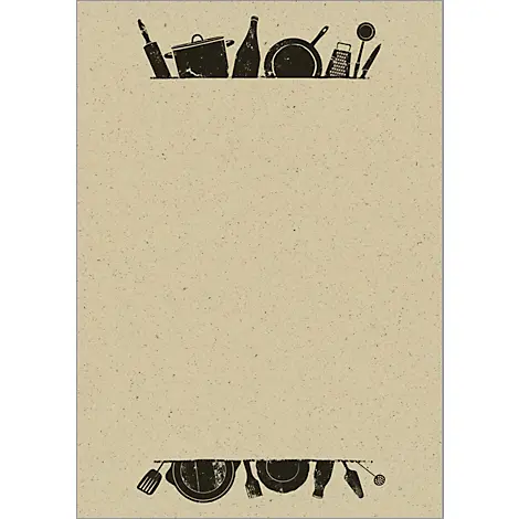 Motivpapier SIGEL 'Kitchen utensils', DIN A4, 100 g/m², beidseitig, Graspapier, 100 Blatt