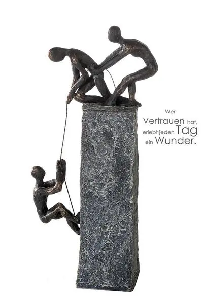 Skulptur, "Assistance", Gruppe, Kunstharz, grau, bronzefarben, L. 5 cm, B. 18 cm, H. 43 cm