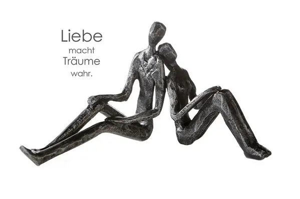 Skulptur, Paar, "Dreaming", Eisen, silberfarben, L. 8 cm, B. 20 cm, H. 10 cm