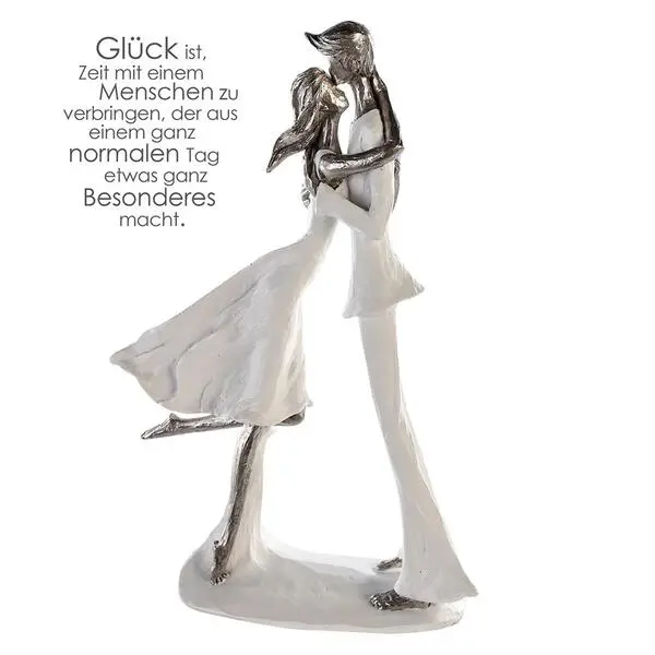 Skulptur, Paar, "Hold me", Kunstharz, weiß, L. 9 cm, B. 20 cm, H. 32 cm
