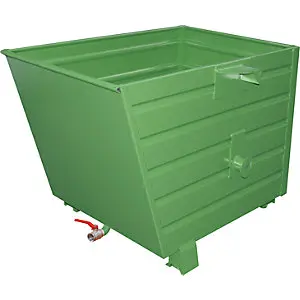 Späne-Stapelkipper BSS mit Siebblecheinsatz, Volumen 0,7 m³, resedagrün.