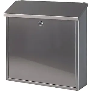 Briefkasten, mit klappbarem Schrägdach, HxBxT 370 x 370 x 115 mm, Edelstahl.