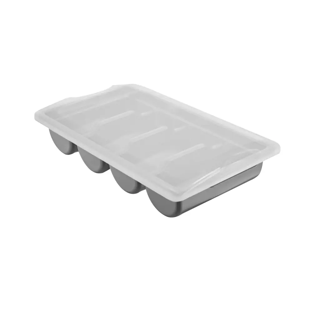 Nummernschild Besteckkasten mit 4 Fächern inkl. Deckel - Grau