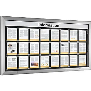 Schaukasten für Innen- und Außenbereich, Querformat, Übergröße, BxH 2000 x 1025 mm, Türöffnung 90° nach oben, Rüc...