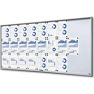 Schaukasten mit Schiebetüren, Außen-BxHxT 2006 x 947 x 50 mm, Metallrückwand.