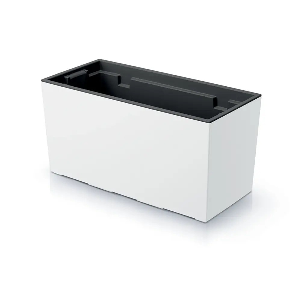 Urbi Case Blumenkasten mit Innentopf für Innen- und Außenbereich Rechteckig Blumentopf UV-beständig (395x185x195mm, Wei...