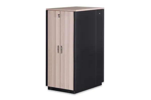 DIGITUS 32HE 19" SOUNDproof Schrank 1666x750x1130 mm Holzdekor Eiche schwarz (RAL 9005) DN-19 32U-SO-O