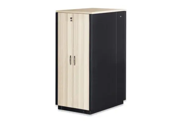 DIGITUS 32HE 19" SOUNDproof Schrank 1666x750x1130 mm Holzdekor Ahorn schwarz (RAL 9005) DN-19 32U-SO-M