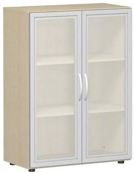 geramöbel Flügeltürenschrank mit satinierten Glastüren im Holzrahmen mit Standfüßen inkl. Türdämpfer 800x400x1104 ...