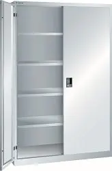 LISTA Flügeltürschrank (BxTxH) 1250x500x1950mm KEY Lock Lichtgrau 4 Verstellböden Vollblechtür 60.421.020