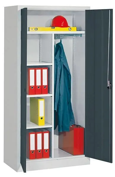 Pavoy Flügeltürenschrank 1950/600/1000 Drehgriff durchgehender Hutboden links 3 gepulverte Böden rechts 1 Kleiderstange...