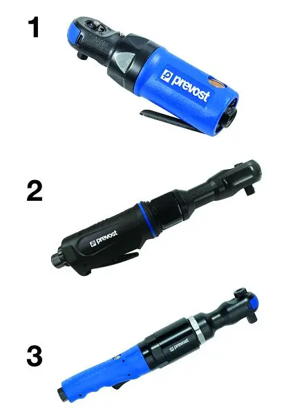 Prevost Druckluftratsche Vierkant= (2) 1/2" Max. Lösemoment= 70 Nm Umdrehungsrate= 160 U/min TRW 12070