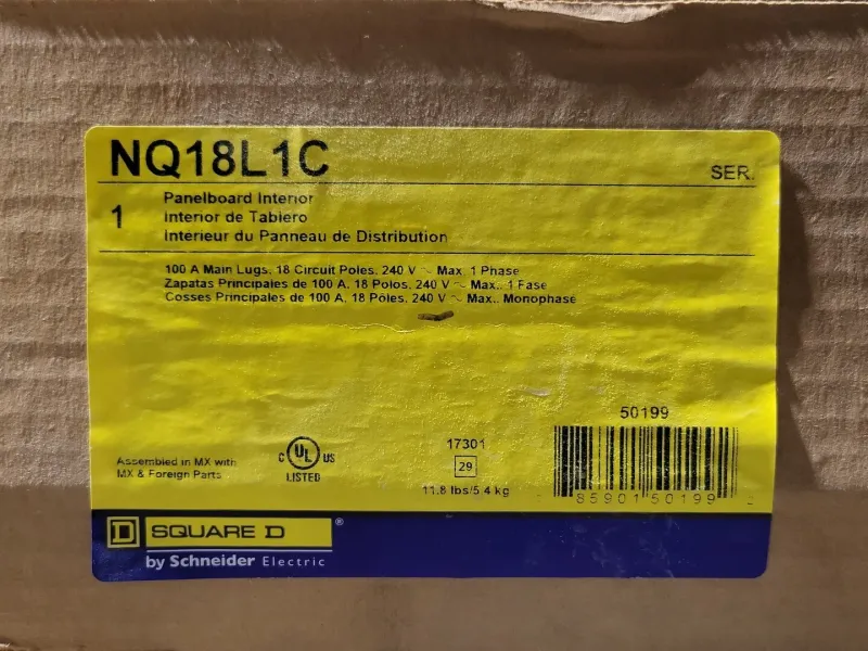 Spannungsprüf- 100 Amp 240 Volts Panelboard NQ18L1C, 18 Circuit, 1-Ph
