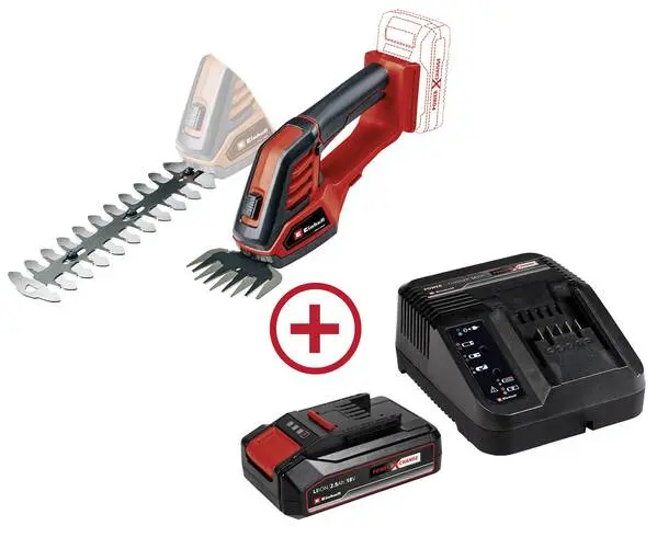 Einhell GE-CG 18/100 Li + 2,5 Ah Starter-Kit Akku Gras- und Strauchscherenaufsatz Softgriff, inkl. Akku, inkl. Ladegerä m...