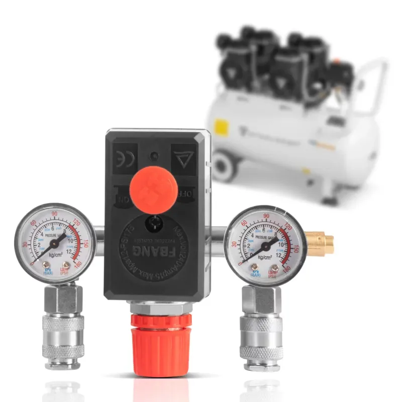 STAHLWERK Druckschalter DE-20 ST 0-10 bar Druckregler | Steuerventil | Kompressor-Schalter mit Manometer und zwei Schnellk...