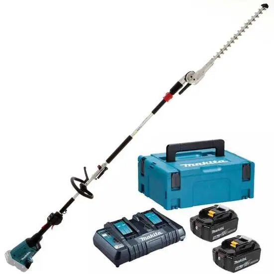 Akku-Heckenschere 36V Makita DUX60 - Akkus 2x18V 5Ah, Multifunktion mit Knickschutz
