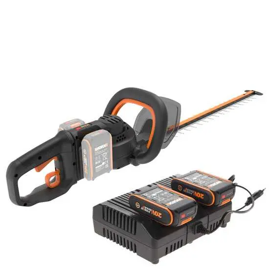 Akku-Heckenschere Worx Nitro WG286E - 2x 20V 2Ah - 60 cm Schwert aus Stahl - 16 mm Schnittdicke