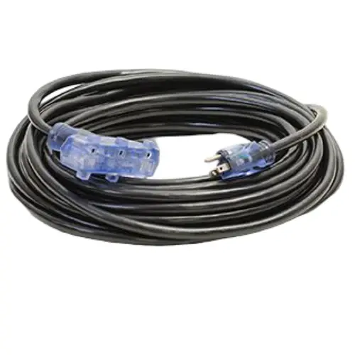 50FT 12/3 SJTW Cold Weather Triple Tap Extension Cord CGM Schwarz