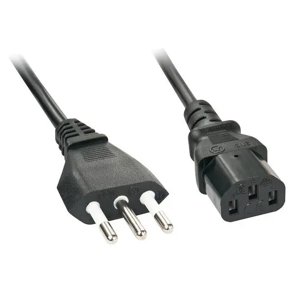 LINDY Strom Anschlusskabel [1x Italien-Stecker - 1x Kaltgeräte-Buchse C13] 2.00 m Schwarz