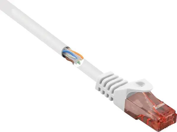Renkforce RF-5043884 RJ45 Netzwerkkabel, Patchkabel CAT 6 U/UTP 2.00 m Weiß mit Rastnasenschutz, Halogenfrei 1 St. für W...