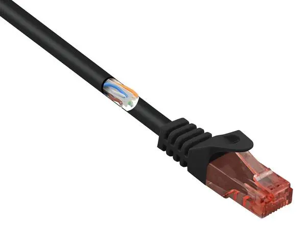 Renkforce RF-5047496 RJ45 Netzwerkkabel, Patchkabel CAT 6 U/UTP 2.00 m Schwarz mit Rastnasenschutz, Halogenfrei 1 St. robu...