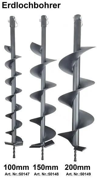 Berger &amp; Schröter Erdlochbohrer für 50301 50310 50311 10 cm Durchmesser einfach anzukuppeln Länge ca. 80 cm 50147