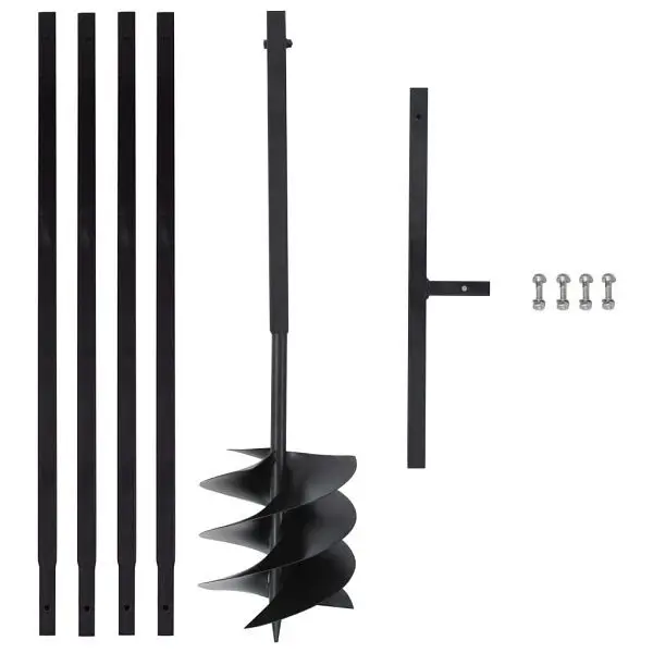 vidaXL Erdbohrer mit Handhabung 250 mm mit Verlängerungsrohr 4 m Stahl 3059406