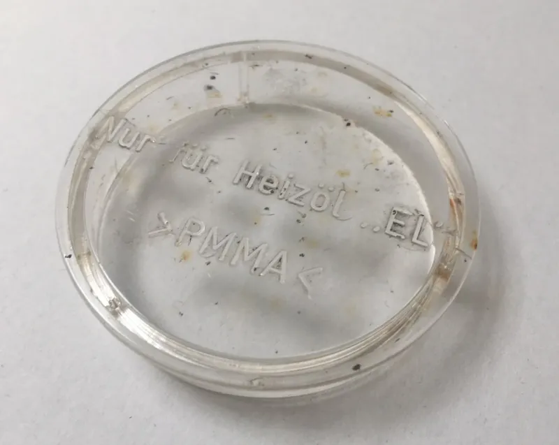 Verschlussdeckel 8cm Öltank durchsichtig im Ölofen GEBRAUCHT