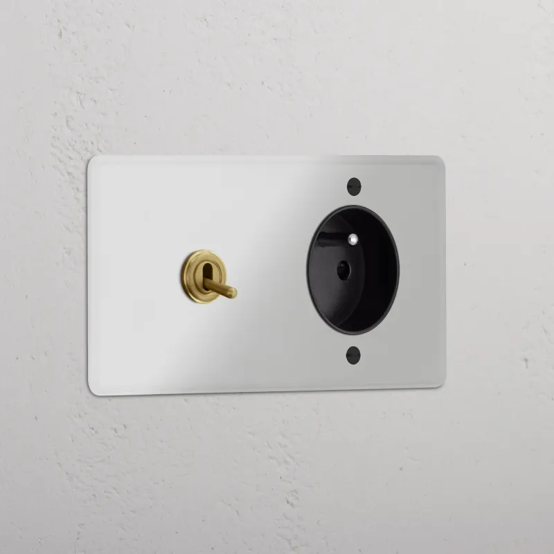 Kew Kipphebel & Französisches/Belgisches Modul (Typ E) je 1x Zweifachrahmen - Durchsichtig + Antikes Messing | Schwarz Re...