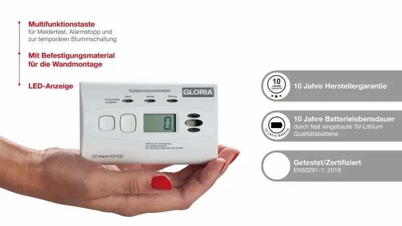 Gloria CO-Melder KO10D mit Anzeige 85dBA/1m 002518.0511
