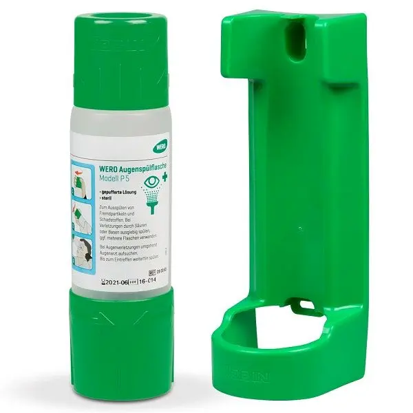 WERO Augenspülflasche Modell P5 mit Wandhantikerung aus Kunststoff 500 ml 280066