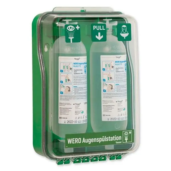 WERO Augenspülstation DustProof gefüllt mit 2 Augenspülflaschen P8 1000ml 280073