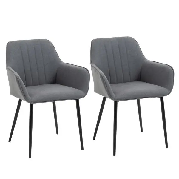 HOMCOM 2-teiliger Esszimmerstühle Essstühle Dunkelgrau 595 x 565 x 81 cm 835-290CG