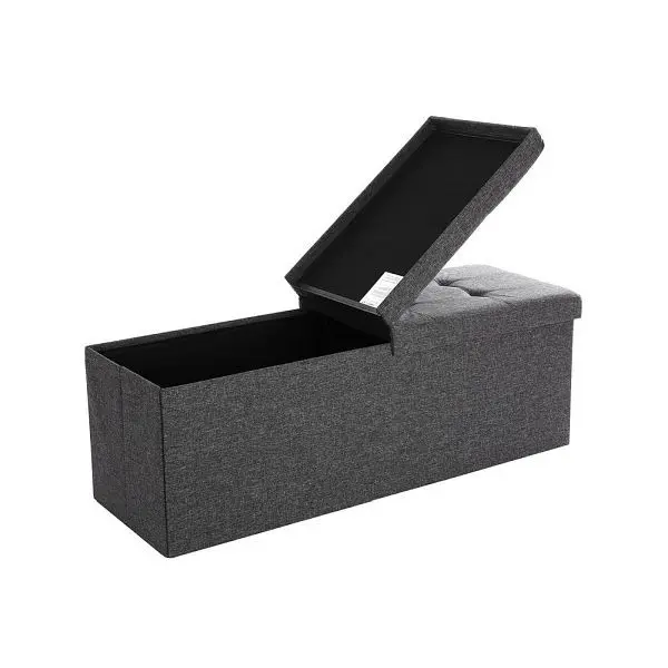 SONGMICS Sitzbank mit Klappdeckel 110 cm Dunkelgrau LSF76GYZ